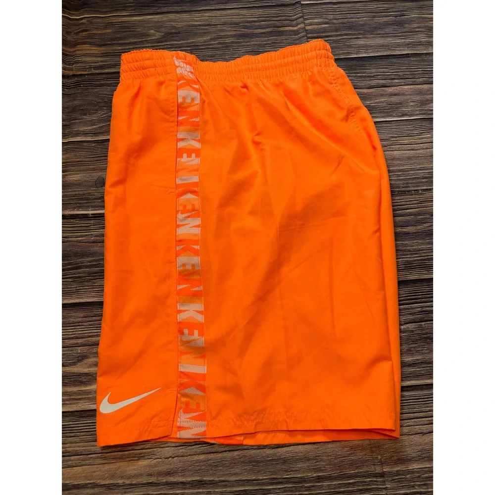 Nike Swim Trunks Mens Large Neon Orange Mesh Lined Board Shorts NESSC472